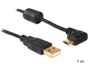 Delock kabel USB 2.0 A samec > USB micro B samec, pravohl 90, 1m