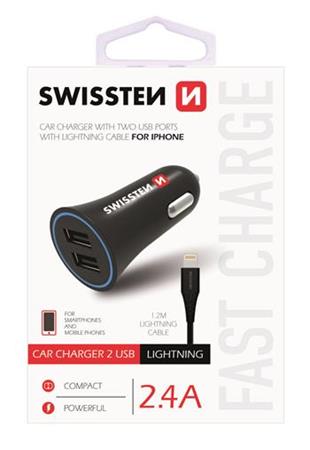 SWISSTEN CL ADAPTR 2,4A POWER 2x USB + KABEL LIGHTNING