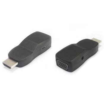 PremiumCord Pevodnk HDMI na VGA miniaturn proveden se zvukem a napjecm konektorem - ern