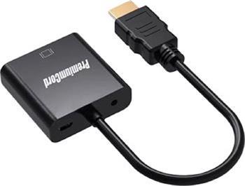 PremiumCord Pevodnk HDMI na VGA se zvukem 3,5mm stereo jack - ern