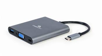 GEMBIRD CABLEXPERT Kabel USB-C 6-in-1 multi-port adapter (Hub3.1 + HDMI + VGA + PD + teka karet + stereo audio)