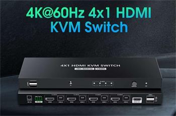 PremiumCord 4K@60Hz HDMI2.0 KVM switch 4:1 s dlkovm ovladaem