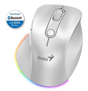 Genius Ergo 9000S Pro My, bezdrtov, optick, 2400DPI, 6 tlatek, BT, 2,4GHz, USB-C nabjen, tich, 7barevn podsvcen, bl