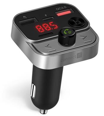 CONNECT IT InCarz Bezdrtov FM transmitter, 2x USB-A + 1x USB-C, ANTRACITOV